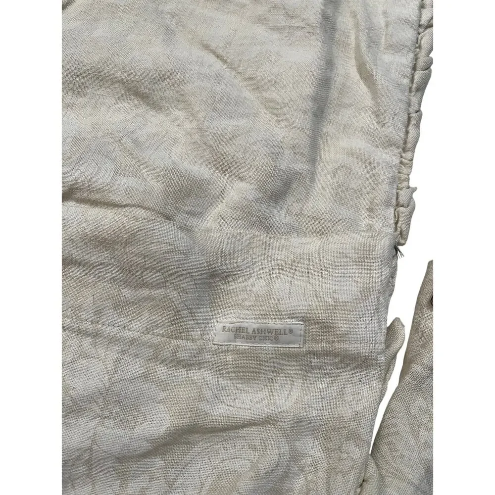 Vintage Rachel Ashwell Shabby Chic 100% Linen Ruffle Embossed Print Pillowcases